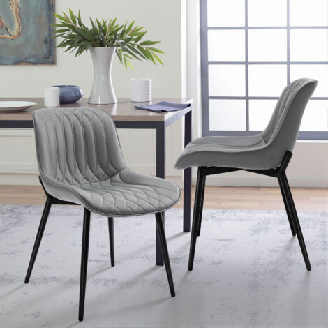 Set aus 2 HOMEMiYN Stühlen aus kratzfestem Kunstleder in Grau – Optimaler Komfort und garantierte Stabilität für das Esszimmer