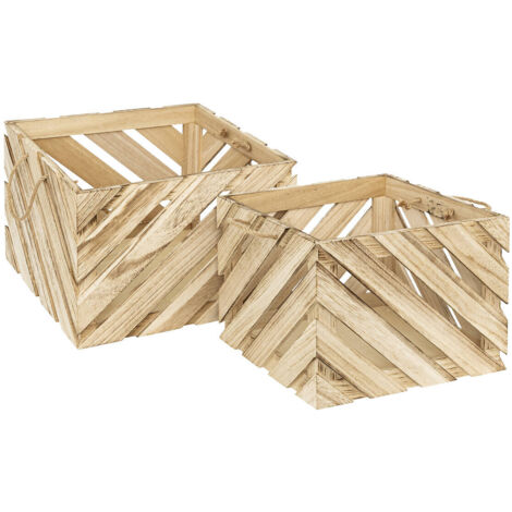 Set aus 2 Kisten Sulei Holz L30 37cm - Atmosphera créateur d'intérieur