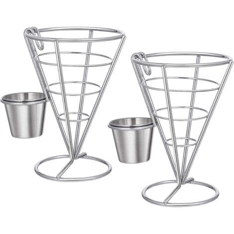 Set aus 2 konischen Präsentationsständern für Pommes frites und Snacks, vertikaler Pommes-Halter für Buffets, Partys und Fast Food
