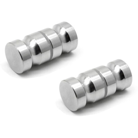 Set aus 2 massiven Einlochgriffen, runden Duschtürgriffen, Aluminiumlegierung, polierte Chromoberfläche