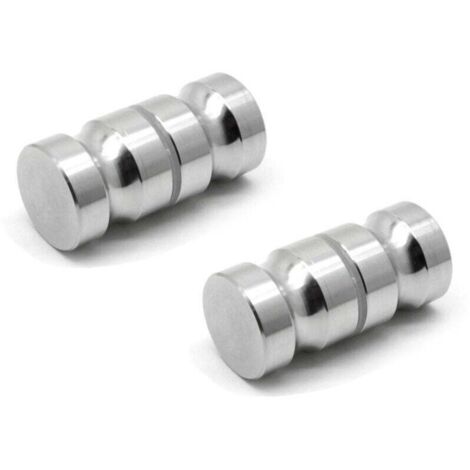 Set aus 2 massiven Einlochgriffen, runden Duschtürgriffen, Aluminiumlegierung, polierte Chromoberfläche