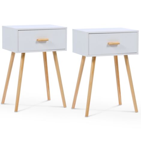 Set aus 2 Nachttischen EIYA skandinavisch 1 Schublade Holz weiß