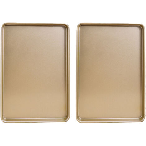 Set aus 2 professionellen Antihaft-Backblechen aus Kohlenstoffstahl, halbe Blechgröße (44 x 30 x 2,5 cm), robust und leicht zu reinigen.