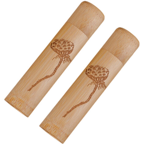 Set aus 2 Röhren aus natürlichem und umweltfreundlichem, karbonisiertem Bambus mit Lotusmuster, für Tee, Nüsse oder Räucherstäbchen.