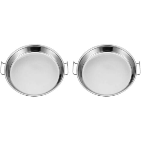 Set aus 2 runden Edelstahl-Kochrosten mit Doppelgriffen, Tabletts für Gemüse, Fleisch und Fisch, ofenfest
