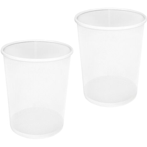 Set aus 2 runden Stahlgewebebehältern, geeignet für Hausmüll, Büromüll oder Garagenmüll bzw. Recycling, weiß, 6 Gallonen.