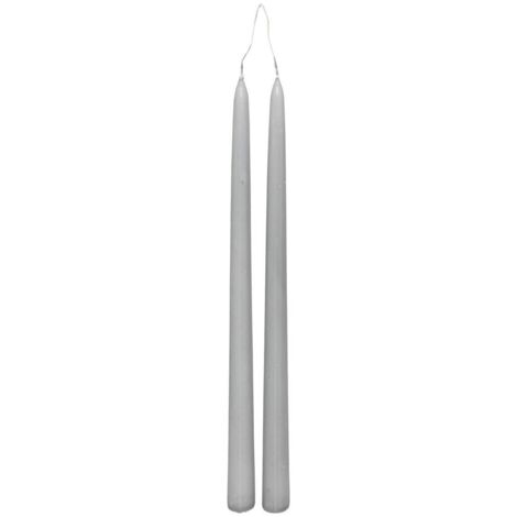 Set aus 2 Stabkerzen Hugo Hellgrau - 70g