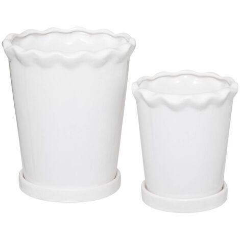 Set aus 2 Übertöpfen Wild H21 16cm - Weiß