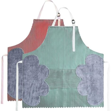 Set aus 2 verstellbaren, wasserdichten Küchenschürzen mit großen Taschen, zum Kochen, Grillen und Gärtnern