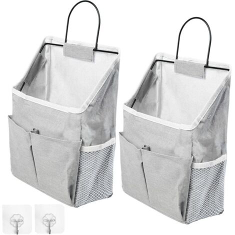 Set aus 2 Wandaufbewahrungstaschen mit Fächern, schwarz, minimalistischer Stil, Aufbewahrungstasche für Küche, Schlafzimmer, gold