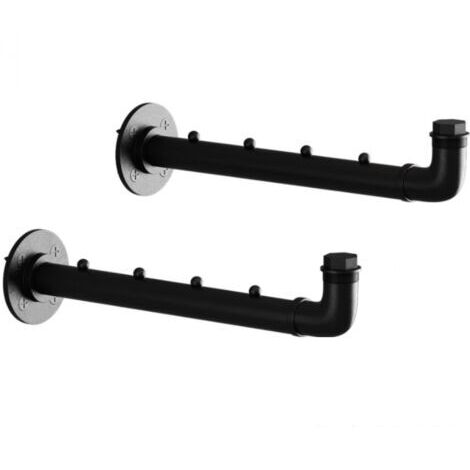 Set aus 2 wandmontierten Kleiderstangen aus Metall (40 cm), Industriestil, multifunktional für Schlafzimmer, Badezimmer oder Küche