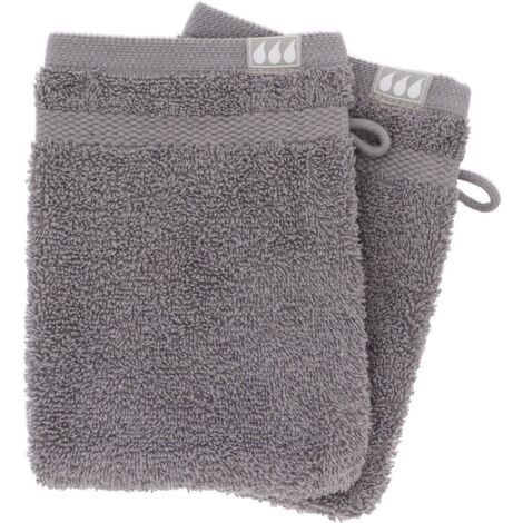Set aus 2 waschhandschuhen 15x21 cm 100% baumwolle - grau - Tendance