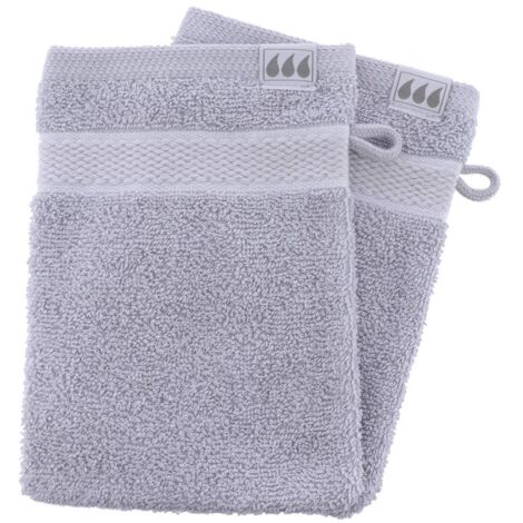 Set aus 2 waschhandschuhen 15x21 cm 100% baumwolle - hellgrau - Tendance