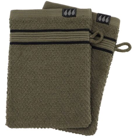 Set aus 2 waschhandschuhen 15x21 cm 100% baumwolle - kaki schwarz - Tendance