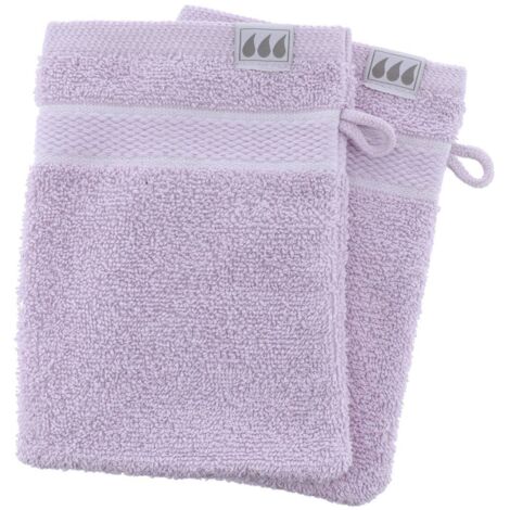Set aus 2 waschhandschuhen 15x21 cm 100% baumwolle - lila - Tendance