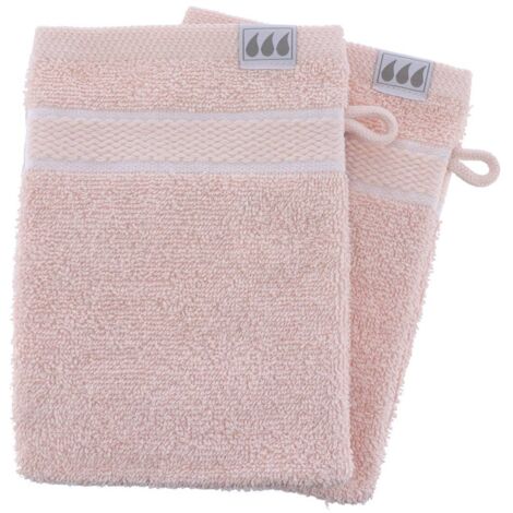Set aus 2 waschhandschuhen 15x21 cm 100% baumwolle - puderrosa - Tendance