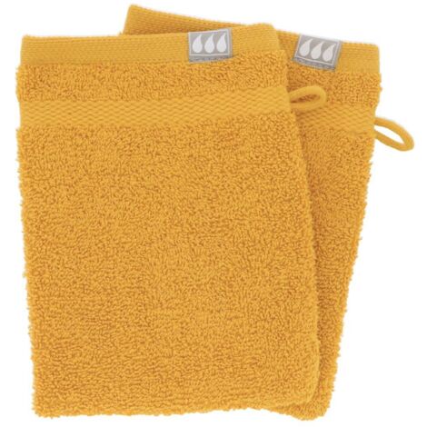 Set aus 2 waschhandschuhen 15x21 cm 100% baumwolle - senffarben - Tendance