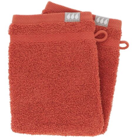 Set aus 2 waschhandschuhen 15x21 cm 100% baumwolle - terracotta - Tendance