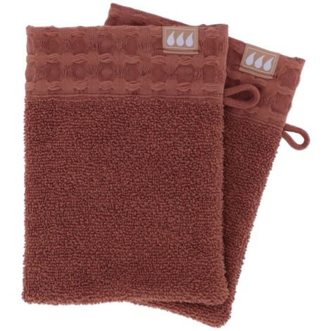 Set aus 2 waschhandschuhen 15x21cm 100% baumwolle - bernsteinfarben - Tendance