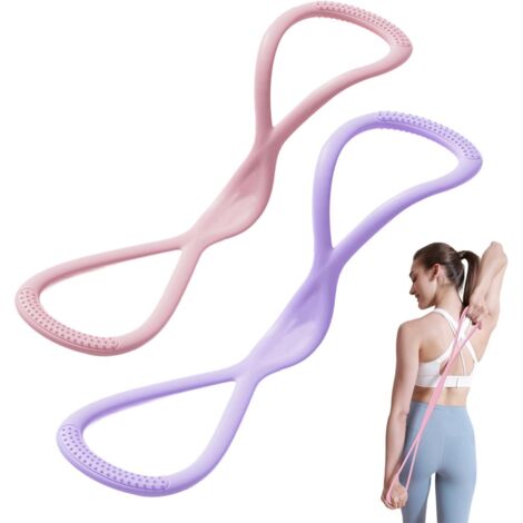 Set aus 2 Widerstandsbändern in Achterform für Frauen, Widerstandsbänder mit Griffen, tragbare Fitnessbänder in Achterform, für Krafttraining, Yoga und Pilates.