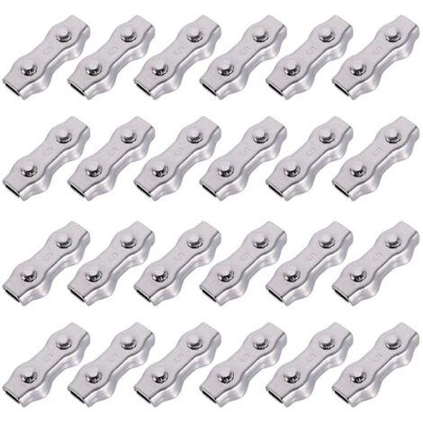 Set aus 24 Seilverbindern aus Edelstahl 304, geeignet für Elektrozäune.