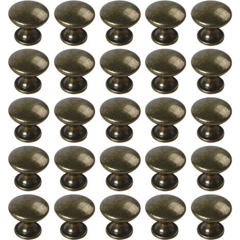Set aus 25 Vintage-Tür- und Schubladenknöpfen (30 mm), Antik-Stil, für Küchenmöbel und Schränke, Oberfläche in gealterter Bronze.