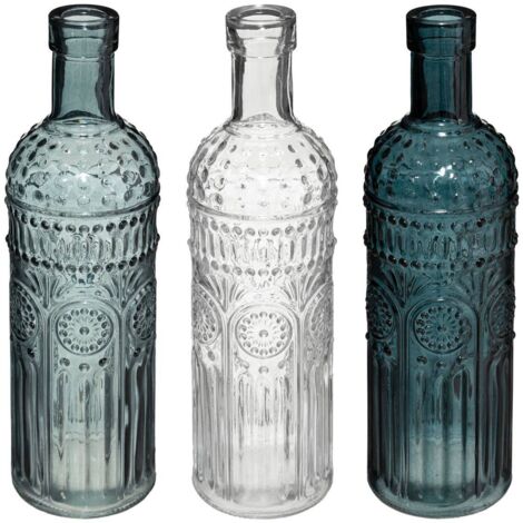 Set aus 3 Flaschen Folk Glas D6,8cm - Blau