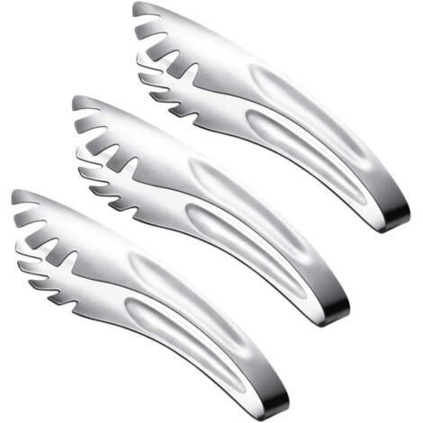 Set aus 3 italienischen Pastazangen aus Edelstahl, elegant und robust, perfekt für Spaghetti und andere Küchenarbeiten.