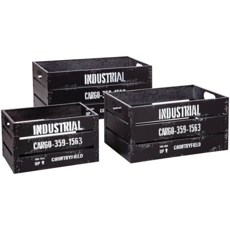 Set aus 3 Kisten Indus - Metall - schwarz
