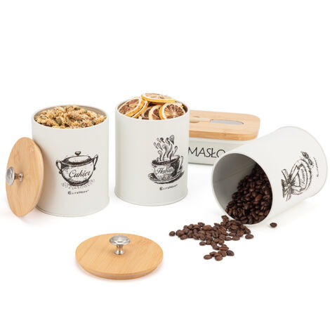 SET AUS 3 KÜCHENBEHÄLTERN UND BUTTERDOSE E-6058