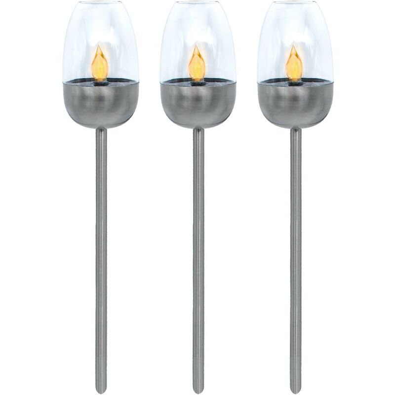 Lumi Jardin - Set aus 3 Mini-Solarleuchten zur Pflanzung von warmweißen LED-Kerzen mit Kerzeneffekt MINI OLYMPE H38cm