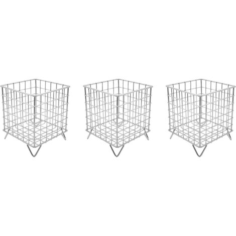 Set aus 3 quadratischen Drahtkörben für Kaffeekapseln (silber)