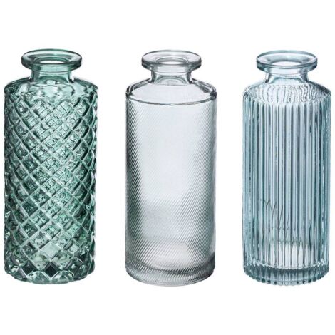 Set aus 3 Solifloren, Glas, grün