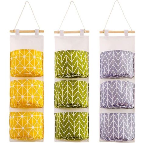 Set aus 3 wandmontierten Aufbewahrungstaschen mit Fächern, feuchtigkeitsbeständige Aufbewahrungsbeutel für Badezimmer, Türhänger-Organizer für Schlafzimmer, Speisekammer, Küche usw.