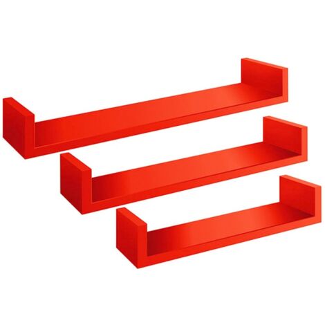 Set aus 3 Wandregalen im modernen Design Calamita - Rot