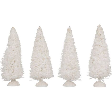 Set aus 4 Accessoires Dorf Tannenbaum sortiert - Weiß