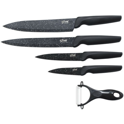 Set aus 4 Edelstahlmessern + 1 Keramikschäler Secret de Gourmet