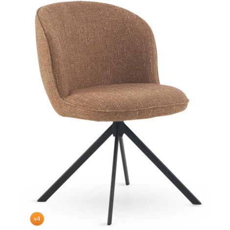 Set aus 4 gepolsterten Stühlen in gesprenkeltem Terrakotta-Tweed