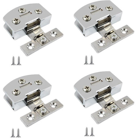 Set aus 4 Glasbefestigungen aus Zinklegierung für Schranktüren mit einer Dicke von 3 bis 7 mm, geeignet für Möbel, Vitrinen und Glastüren (silber).