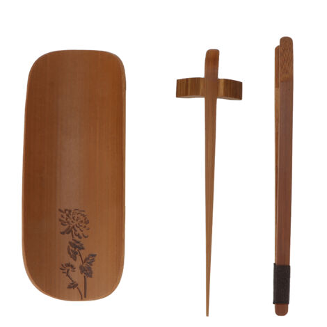 Set aus 4 handgeschnitzten Bambus-Teelöffeln, Accessoires für die Teezeremonie (Chrysanthemenmuster)
