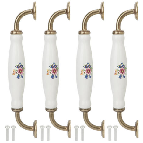 Set aus 4 Keramikgriffen im europäischen Stil mit einem Mittenabstand von 160 mm, geeignet für Schranktüren, Schubladen, Kleiderschrankknöpfe und ähnliche Anwendungen.