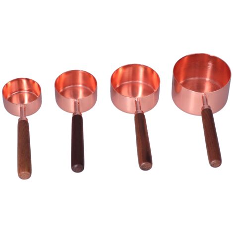 Set aus 4 Messbechern und -löffeln mit Kupfergriffen zum Backen und Kochen