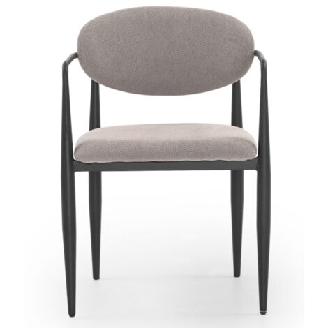 Set aus 4 mit Chenille bezogenen Sesseln mit schwarzen Metallbeinen