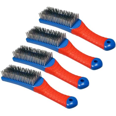 Set aus 4 robusten Metallbürsten die widerstandsfähigen Edelstahlbürsten sind kratzfest, mit ergonomischen, silikonbeschichteten Griffen, die rost- und fleckenbeständig sind und eine gründliche Reinig