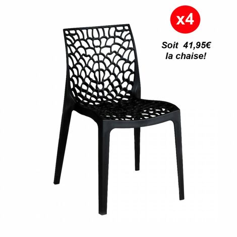 Set aus 4 stapelbaren Stühlen TELA / Schwarz/ B50xT54xH81 cm