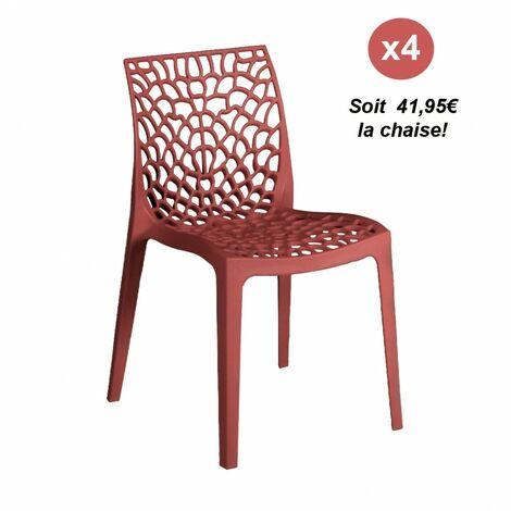 Set aus 4 Stapelstühlen TELA / Rot/ B50xT54xH81 cm