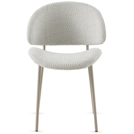 Set aus 4 Stühlen, bezogen mit cremefarbenem Chenille und mit taupefarbenen Metallbeinen