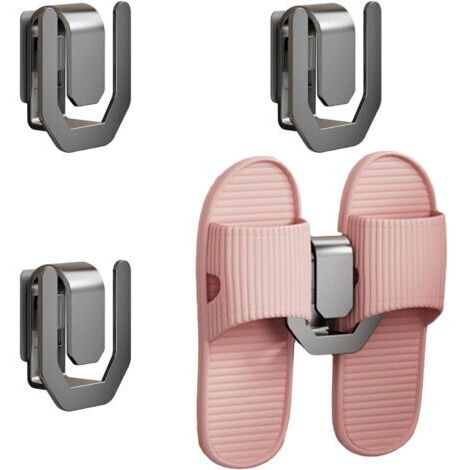 Set aus 4 wandmontierten, bohrfreien Schuhregalen aus Kohlenstoffstahl für Badezimmer, Schlafzimmer, Ankleidezimmer oder Flur