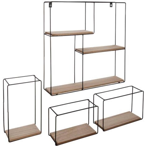 Set aus 4 Wandregalen - Metall und Holz