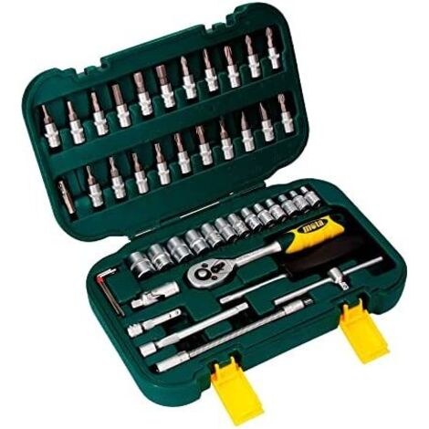 Set aus 45 Stecknüssen und Zubehör mit 1/4'' Ratsche Cr.v Ek402 Mota
